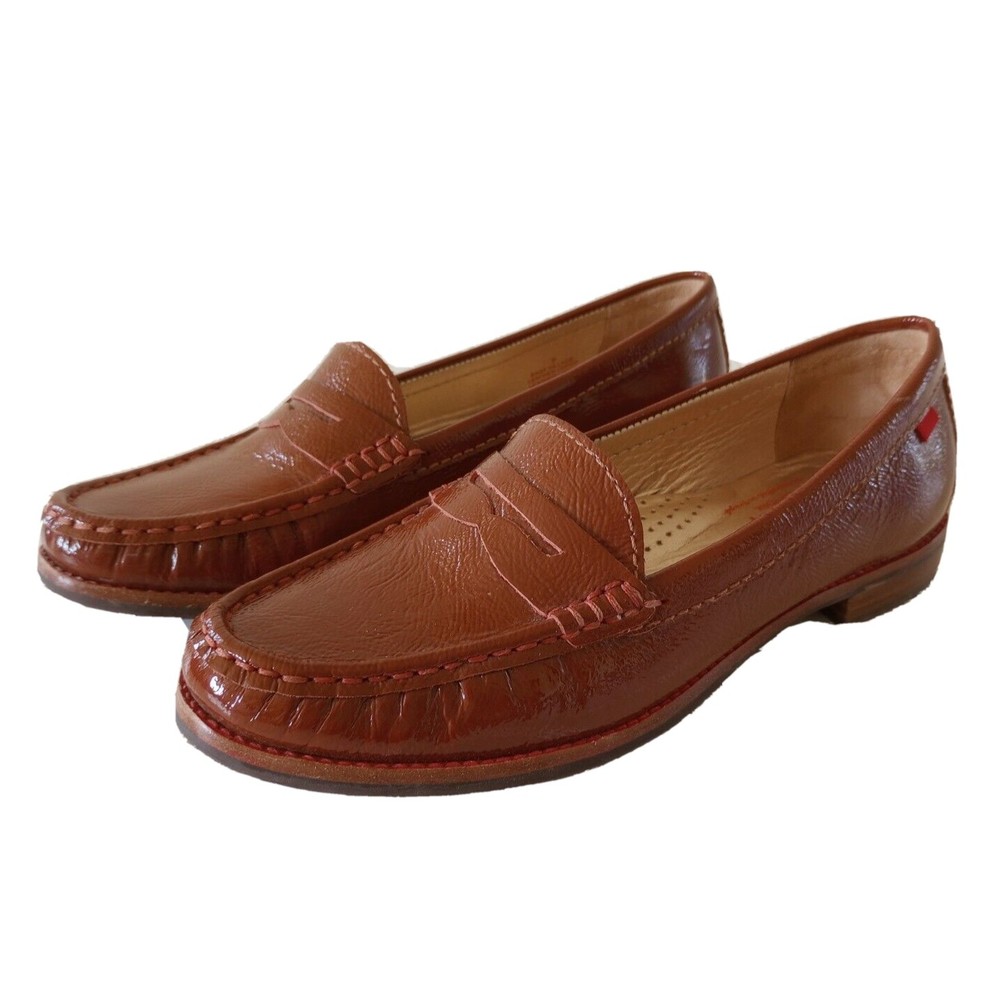 Marc Joseph New York East Village Penny Loafers Womens 7 Brown Patent Leather